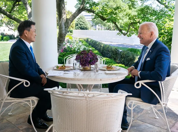 Framed Print : President Joe Biden and South Korean President Moon Jae-in have a lunch meeting, May 21, 2021