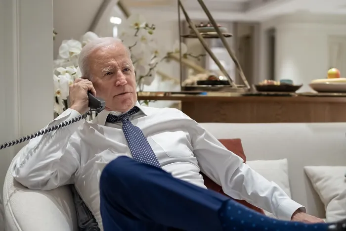 Framed Print : President Joe Biden speaks on the phone with EPA Administrator Michael Regan and Ohio Governor Mike DeWine about the toxic train derailment in East Palestine, Ohio, February 21 Framed Print : President Joe Biden speaks on the phone with EPA Administrator Michael Regan and Ohio Governor Mike DeWine about the toxic train derailment in East Palestine, Ohio, February 21