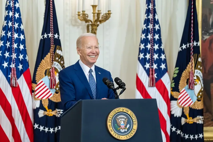Framed Print : President Joe Biden speaks prior to signing H.R