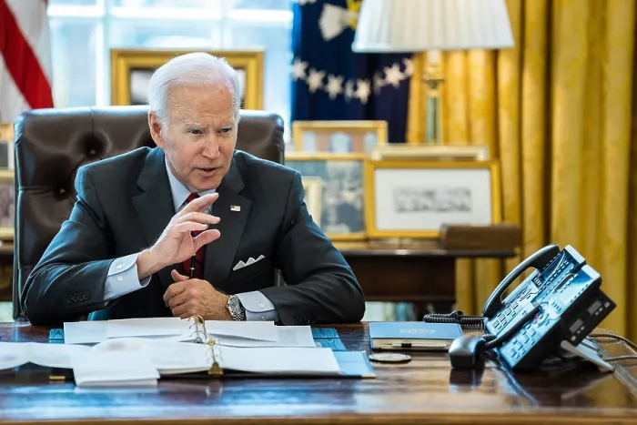 Framed Print : President Joe Biden talks on the phone with Ukrainian President Volodymyr Zelensky, April 13, 2022 Framed Print : President Joe Biden talks on the phone with Ukrainian President Volodymyr Zelensky, April 13, 2022