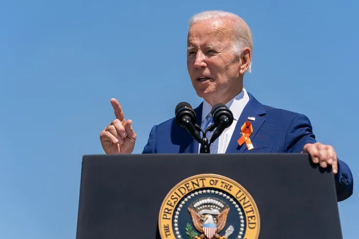 Framed Print : President Joe Biden, wears an orange ribbon symbolizing gun violence awareness, before celebrating the passage of the Bipartisan Safer Communities Act, July 11, 2022 Framed Print : President Joe Biden, wears an orange ribbon symbolizing gun violence awareness, before celebrating the passage of the Bipartisan Safer Communities Act, July 11, 2022