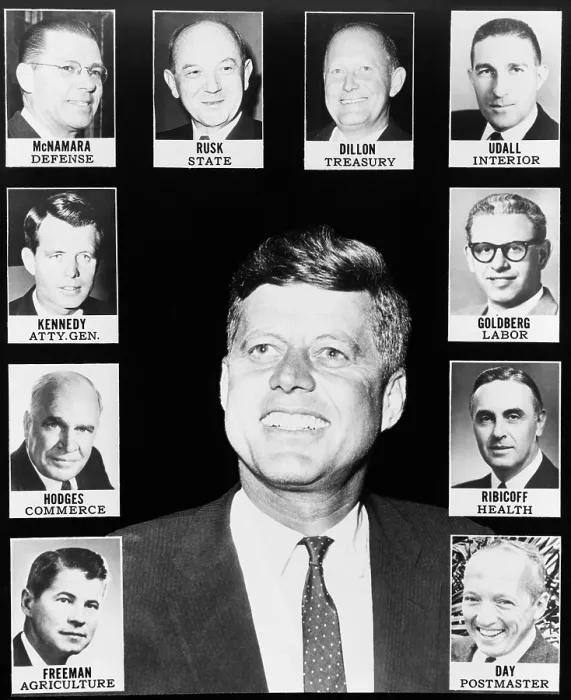 Framed Print : President John Kennedy and his cabinet. Jan. 1961