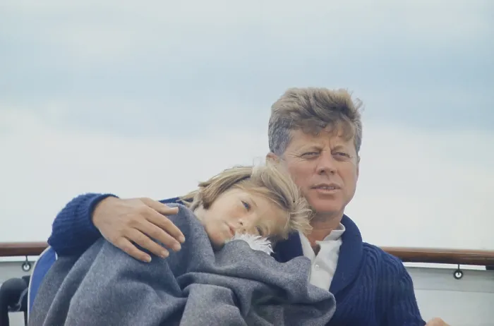 Framed Print : President John Kennedy with daughter Caroline Kennedy, aboard the family yacht, Honey Fitz in Hyannisport, Massachusetts. 1963
