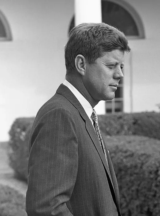 Framed Print : President John Kennedy in the White House Rose Garden. Oct. 24, 1961