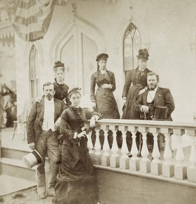Framed Print : President and Julia Grant and their friends, General Babcock and his wife, at Gilbert Haven's Martha's Vineyard cottage, in summer 1874 Framed Print : President and Julia Grant and their friends, General Babcock and his wife, at Gilbert Haven's Martha's Vineyard cottage, in summer 1874