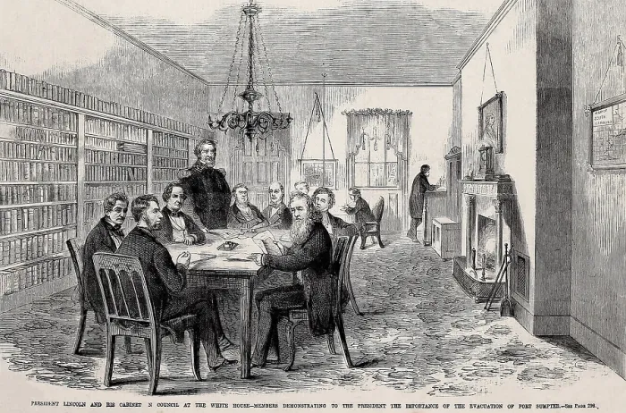 Framed Print : President Lincoln and his Cabinet meet the White House in March 1861 Framed Print : President Lincoln and his Cabinet meet the White House in March 1861