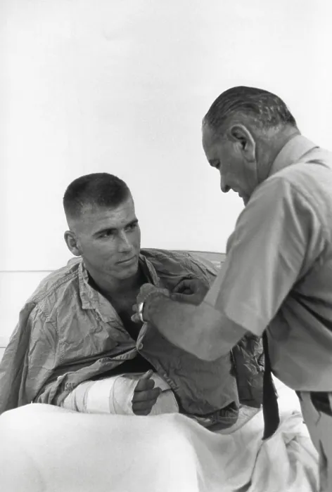 Framed Print : President Lyndon Johnson awards a medal to a wounded U.S. serviceman. Cam Rahn Bay, South Vietnam. Oct. 26, 1966. (BSLOC_2015_2_216) Framed Print : President Lyndon Johnson awards a medal to a wounded U.S. serviceman. Cam Rahn Bay, South Vietnam. Oct. 26, 1966. (BSLOC_2015_2_216)