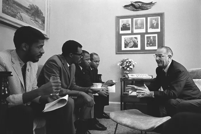 Framed Print : President Lyndon Johnson meeting with Civil Rights activists on the day he signed the 1965 Voting Rights Act Framed Print : President Lyndon Johnson meeting with Civil Rights activists on the day he signed the 1965 Voting Rights Act