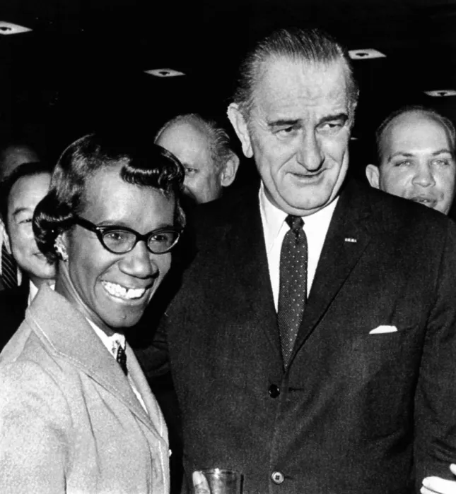 Framed Print : President Lyndon Johnson with newly elected Congresswomen Shirley Chisholm of New York