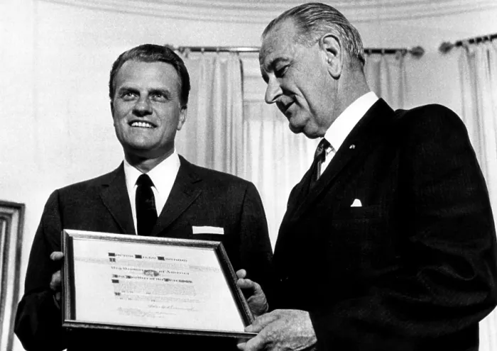 Framed Print : President Lyndon Johnson presents the annual Big Brother of the Year award to evangelist Billy Graham. May 10, 1966. Courtesy: CSU Archives / Everett Collection Framed Print : President Lyndon Johnson presents the annual Big Brother of the Year award to evangelist Billy Graham. May 10, 1966. Courtesy: CSU Archives / Everett Collection