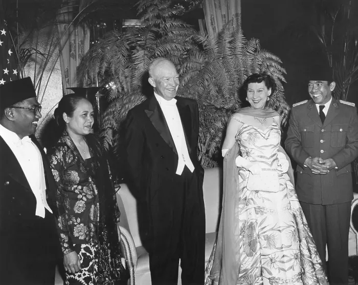 Framed Print : President and Mrs. Eisenhower at a dinner given in their honor by the Indonesia's, Sukarno. Mayflower Hotel, May 18, 1956. - (BSLOC_2014_16_207)