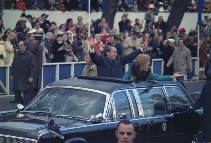 Framed Print : President and Mrs. Nixon waving to the crowd from the Presidential limousine in the Inaugural motorcade. Jan. 20 1973 Framed Print : President and Mrs. Nixon waving to the crowd from the Presidential limousine in the Inaugural motorcade. Jan. 20 1973