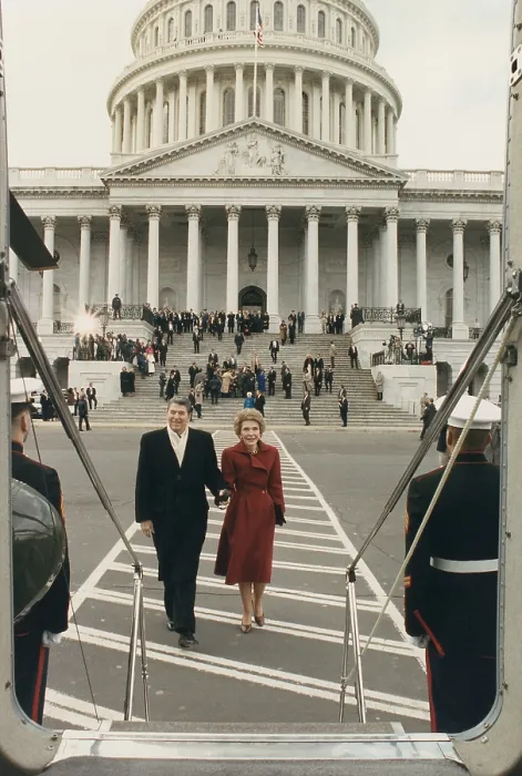 Framed Print : President and Nancy Reagan boarding the Helicopter to leave the U.S. Capitol on the last day of the administration. In the background are President and Barbara Bush and the U.S Framed Print : President and Nancy Reagan boarding the Helicopter to leave the U.S. Capitol on the last day of the administration. In the background are President and Barbara Bush and the U.S