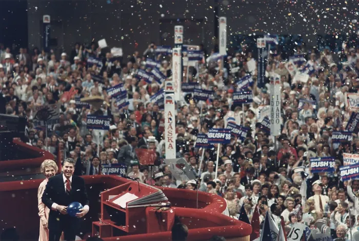 Framed Print : President and Nancy Reagan receive enthusiastic acclaim the at the Republican National Convention. New Orleans Louisiana