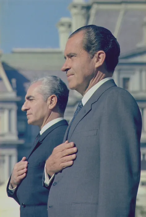 Framed Print : President Nixon and the Shah of Iran stand at his White House arrival ceremony. Oct. 11 1971