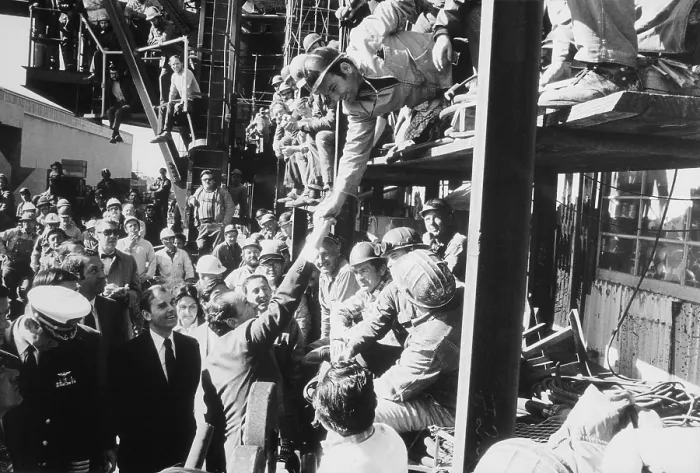 Framed Print : President Nixon shaking hands with construction workers after speaking to National Steel and Shipbuilding in San Diego California. Jan. 4 1972 Framed Print : President Nixon shaking hands with construction workers after speaking to National Steel and Shipbuilding in San Diego California. Jan. 4 1972