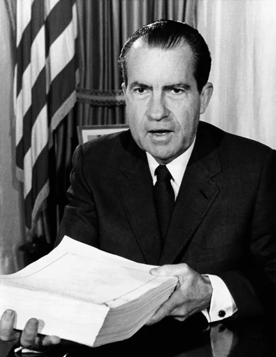 Framed Print : President Nixon after signing the most far-reaching tax bill since the enactment of the income tax In 1913