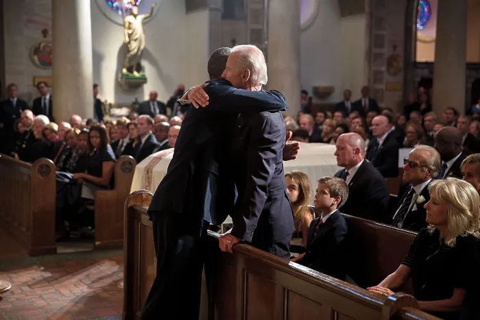 Framed Print : President Obama hugs Vice President Joe Biden after delivering a eulogy at Beau Bidens funeral mass. St Framed Print : President Obama hugs Vice President Joe Biden after delivering a eulogy at Beau Bidens funeral mass. St