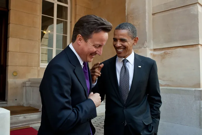 Framed Print : President Obama talks with British Prime Minister David Cameron at Lancaster House in London. May 25, 2011. (BSLOC_2015_13_200)