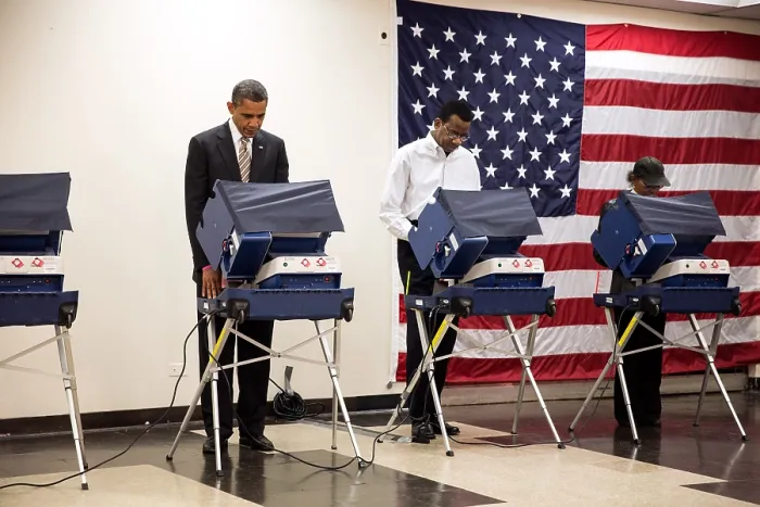 Framed Print : President Obama votes at Martin Luther King Jr. Community Center in Chicago, Illinois. He voted early on Oct. 25, 2012. (BSLOC_2015_13_143) Framed Print : President Obama votes at Martin Luther King Jr. Community Center in Chicago, Illinois. He voted early on Oct. 25, 2012. (BSLOC_2015_13_143)