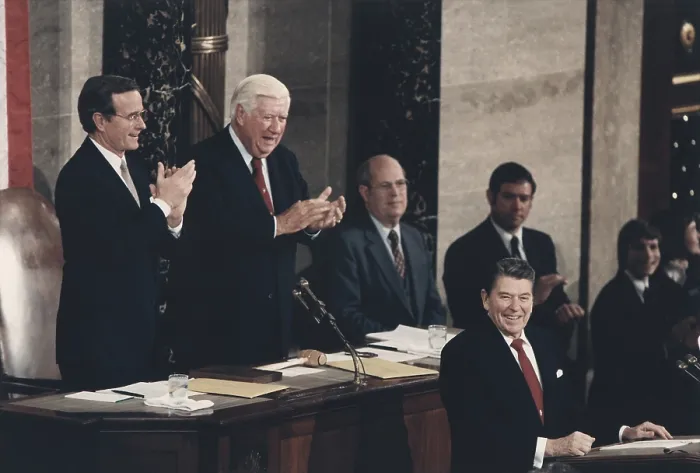 Framed Print : President Reagan receives a standing ovation during his the State of the Union Address to Congress Framed Print : President Reagan receives a standing ovation during his the State of the Union Address to Congress