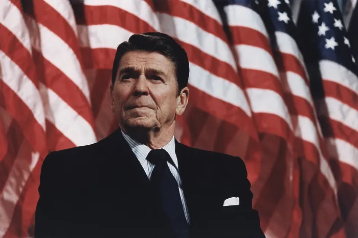 Framed Print : President Reagan speaking at a rally for Senator Durenberger in Bloomington Minnesota. February 8 1982. PO-USP-Reagan_NA-12-0063M