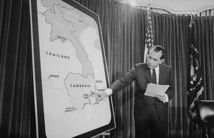 Framed Print : President Richard Nixon announcing the US invasion of Cambodia May 30 1970. Nationwide protests of the military escalation lead to the Kent State shootings on May 4 1970 Framed Print : President Richard Nixon announcing the US invasion of Cambodia May 30 1970. Nationwide protests of the military escalation lead to the Kent State shootings on May 4 1970