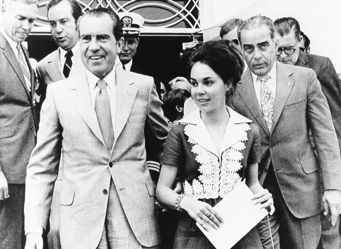 Framed Print : President Richard Nixon, daughter Julie, and friend Charles Rebozo in Miami. March 5, 1972. Rebozo and Nixon remained friends after Nixon resigned the presidency Framed Print : President Richard Nixon, daughter Julie, and friend Charles Rebozo in Miami. March 5, 1972. Rebozo and Nixon remained friends after Nixon resigned the presidency