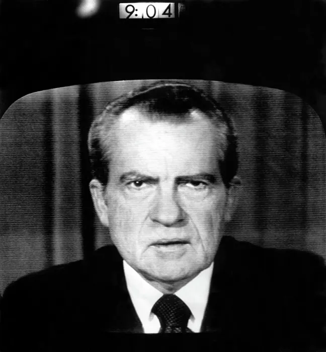 Framed Print : President Richard Nixon, with digital clock indicating the exact minute he resigned the Presidency, 08 / 08 / 74. Courtesy: CSU Archives / Everett Collection Framed Print : President Richard Nixon, with digital clock indicating the exact minute he resigned the Presidency, 08 / 08 / 74. Courtesy: CSU Archives / Everett Collection