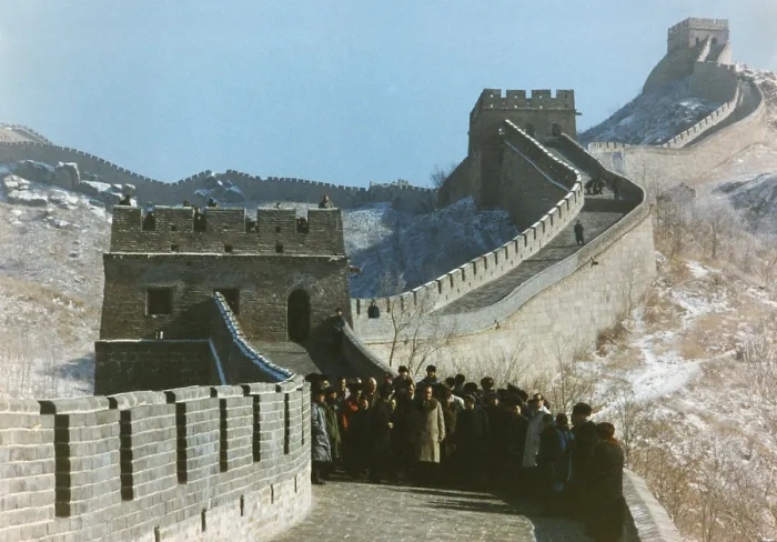 Framed Print : President Richard Nixon and his entourage on the Great Wall during his trip to China. Feb. 24, 1972. (BSLOC_2015_14_44)