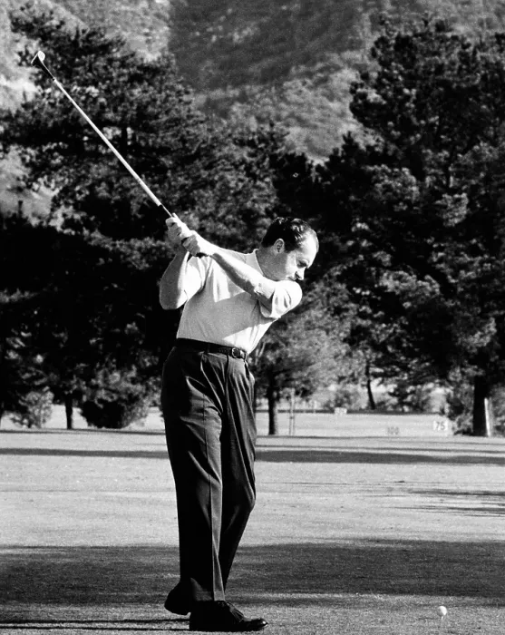 Framed Print : President Richard Nixon golfing. He is on the first hole of the Lakeside Country Club in North Hollywood Framed Print : President Richard Nixon golfing. He is on the first hole of the Lakeside Country Club in North Hollywood