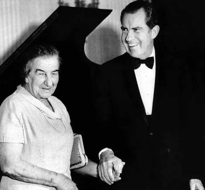 Framed Print : President Richard Nixon and Israeli Prime Minister Golda Meir hold hands following a White House dinner. March 1, 1973 (CSU_ALPHA_553) CSU Archives / Everett Collection