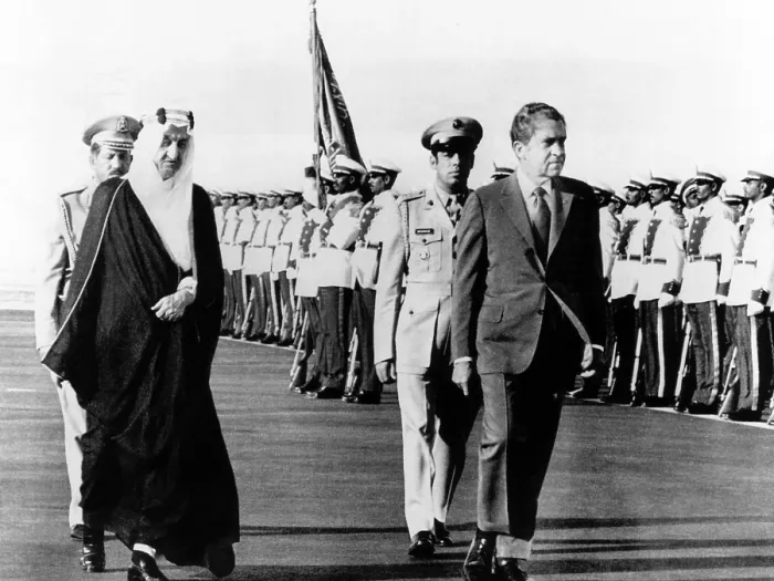 Framed Print : President Richard Nixon and King Faisel review an honor guard during arrival ceremonies in Jeddah, Saudi Arabia. June 15, 1974. (CSU_ALPHA_586) CSU Archives / Everett Collection