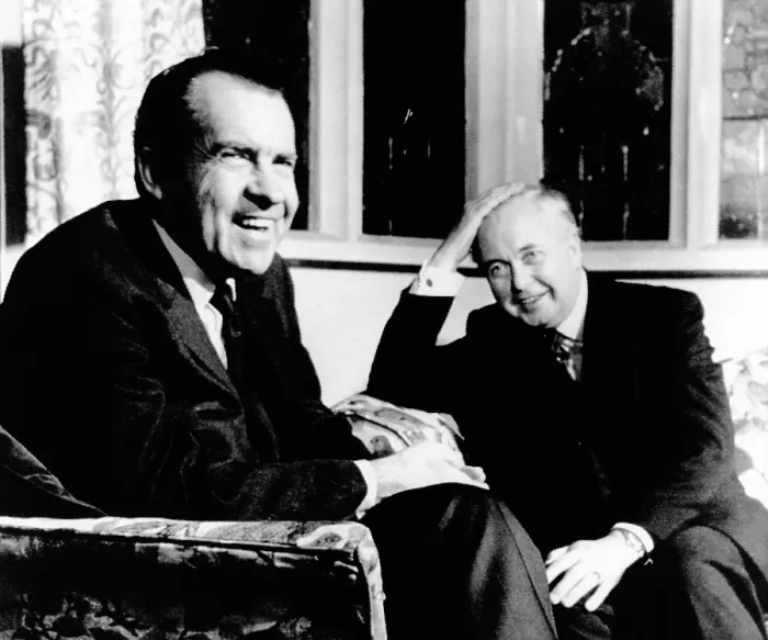 Framed Print : President Richard Nixon meets with British Prime Minister Harold Wilson. They were at Chequers, the official country residence of British premiers. Feb. 24, 1969