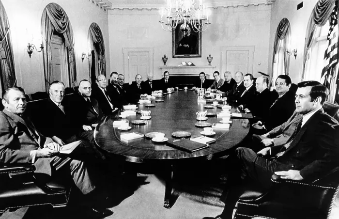 Framed Print : President Richard Nixon with his full second term cabinet