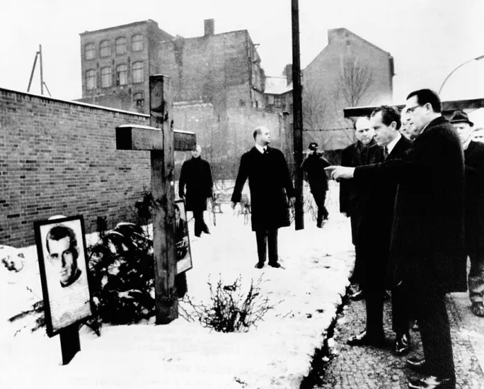 Framed Print : President Richard Nixon and West Berlin Mayor Klaus Schuetz at a memorial to two East Germans by guards killed as they tried to cross the Berlin Wall. Feb. 27, 1969 Framed Print : President Richard Nixon and West Berlin Mayor Klaus Schuetz at a memorial to two East Germans by guards killed as they tried to cross the Berlin Wall. Feb. 27, 1969