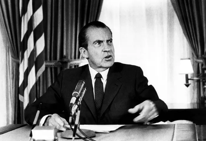 Framed Print : President Richard Nixon in the White House after giving a nationally broadcast speech, Washington D.C. October 17, 1969.. Courtesy: CSU Archives  /  Everett Collection