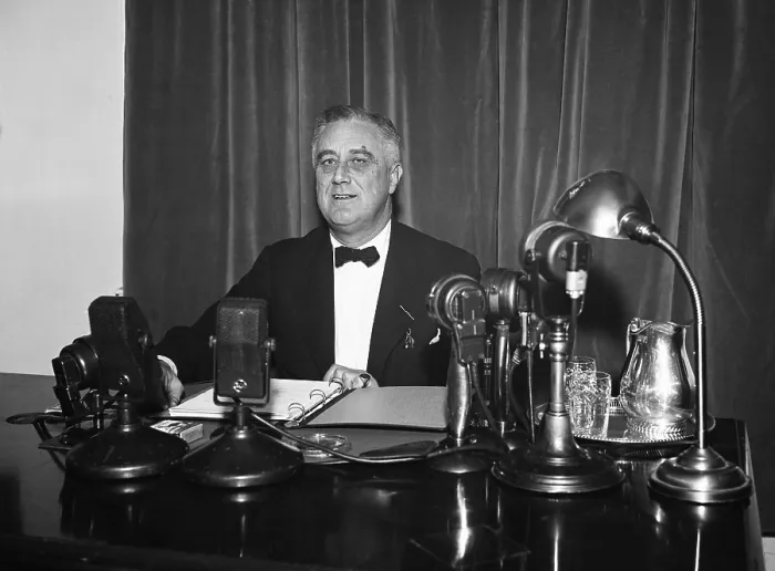 Framed Print : President Roosevelt broadcasts his proposal to pack the Supreme Court, March 9, 1937 Framed Print : President Roosevelt broadcasts his proposal to pack the Supreme Court, March 9, 1937