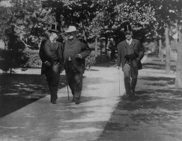 Framed Print : President Roosevelt conferring with Senator Hanna walking in Buffalo New York Sept. 14, 1901 Framed Print : President Roosevelt conferring with Senator Hanna walking in Buffalo New York Sept. 14, 1901