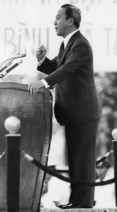 Framed Print : President of South Vietnam Nguyen Van Thieu, (1923-2001), speaking at a public park in Saigon, 1973.. Courtesy: CSU Archives / Everett Collection Framed Print : President of South Vietnam Nguyen Van Thieu, (1923-2001), speaking at a public park in Saigon, 1973.. Courtesy: CSU Archives / Everett Collection