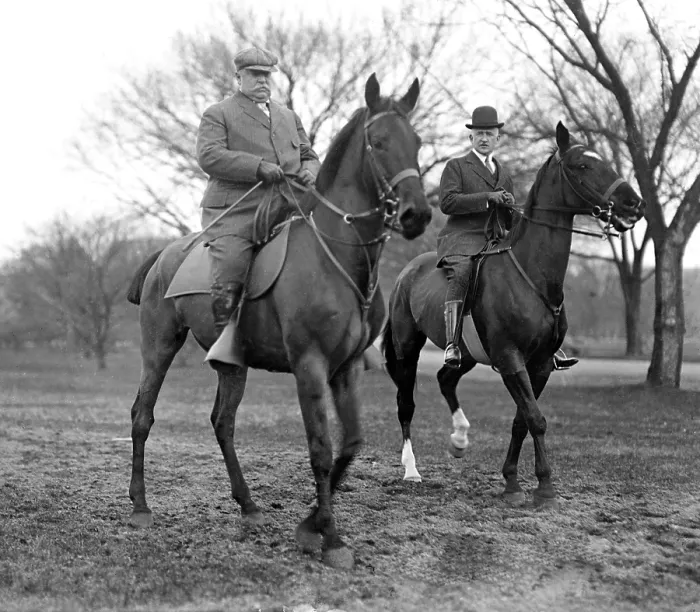 Framed Print : President Taft and General Clarence Edwards riding horses in 1909