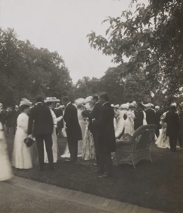 Framed Print : President Theodore and First Lady Edith Roosevelt receiving guests at a White House lawn party. June 1905 (BSLOC_2016_14_88)