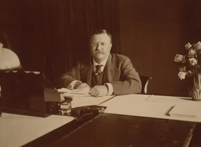 Framed Print : President Theodore Roosevelt (1858-1919), at his desk, 1907
