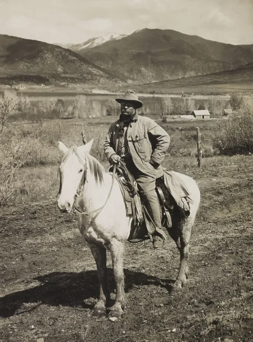 Framed Print : President Theodore Roosevelt on horseback, returning to Glenwood Springs, after a bear hunt. Colorado, April 15-30, 1905 (BSLOC_2017_4_82) Framed Print : President Theodore Roosevelt on horseback, returning to Glenwood Springs, after a bear hunt. Colorado, April 15-30, 1905 (BSLOC_2017_4_82)