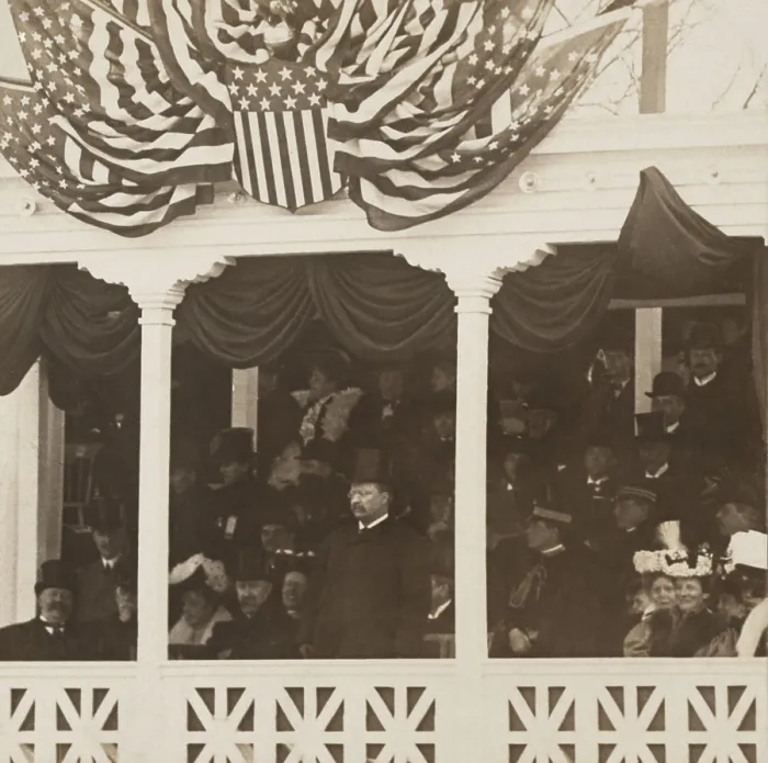 Framed Print : President Theodore Roosevelt in the reviewing stand for the Inaugural Parade, March 4, 1905. At right is First Lady Edith Roosevelt (BSLOC_2016_14_164) Framed Print : President Theodore Roosevelt in the reviewing stand for the Inaugural Parade, March 4, 1905. At right is First Lady Edith Roosevelt (BSLOC_2016_14_164)