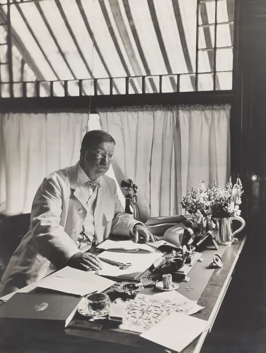 Framed Print : President Theodore Roosevelt, Sept. 1905, in his office at Sagamore Hill in Oyster Bay, NY (BSLOC_2017_6_49) Framed Print : President Theodore Roosevelt, Sept. 1905, in his office at Sagamore Hill in Oyster Bay, NY (BSLOC_2017_6_49)