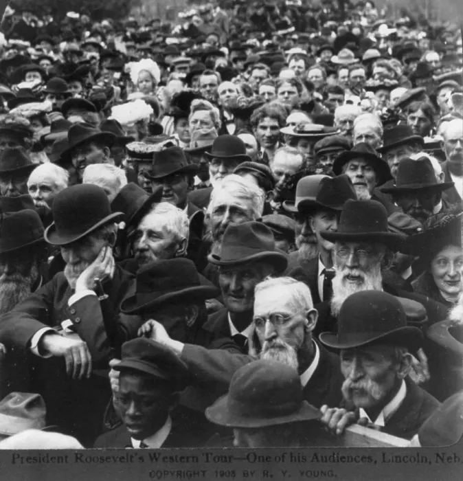 Framed Print : President Theodore Roosevelt's 1903 drew a mostly male audience in Lincoln, Nebraska Framed Print : President Theodore Roosevelt's 1903 drew a mostly male audience in Lincoln, Nebraska