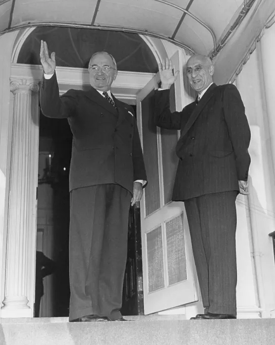 Framed Print : President Truman and Prime Minister Mohammed Mossadegh of Iran at Blair House. Oct. 23, 1951. Mossadegh travel to the U.S