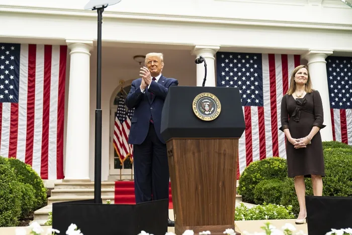 Framed Print : President Trump applauds his nominee for Associate Justice of the U.S. Supreme Court, Judge Amy Coney Barrett. White House Rose Garden, Sept. 26, 2020 (BSLOC_2020_8_7) Framed Print : President Trump applauds his nominee for Associate Justice of the U.S. Supreme Court, Judge Amy Coney Barrett. White House Rose Garden, Sept. 26, 2020 (BSLOC_2020_8_7)