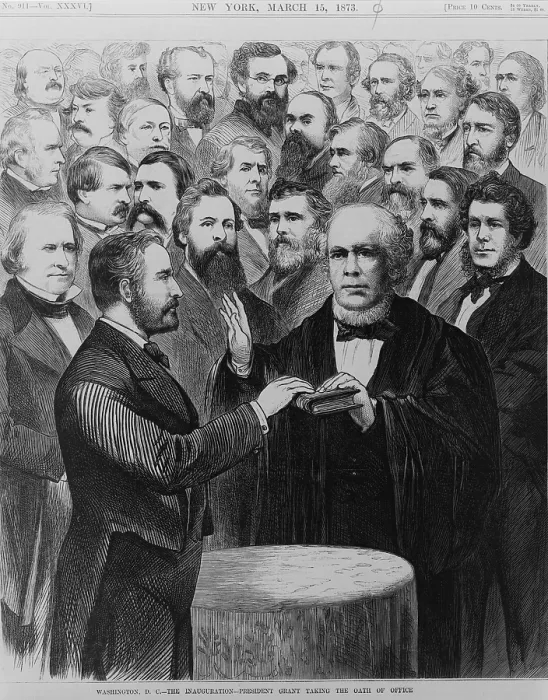 Framed Print : President Ulysses Grant taking the oath of office from Chief Justice Salmon P. Chase, March 4, 1873. (BSLOC_2018_10_118)